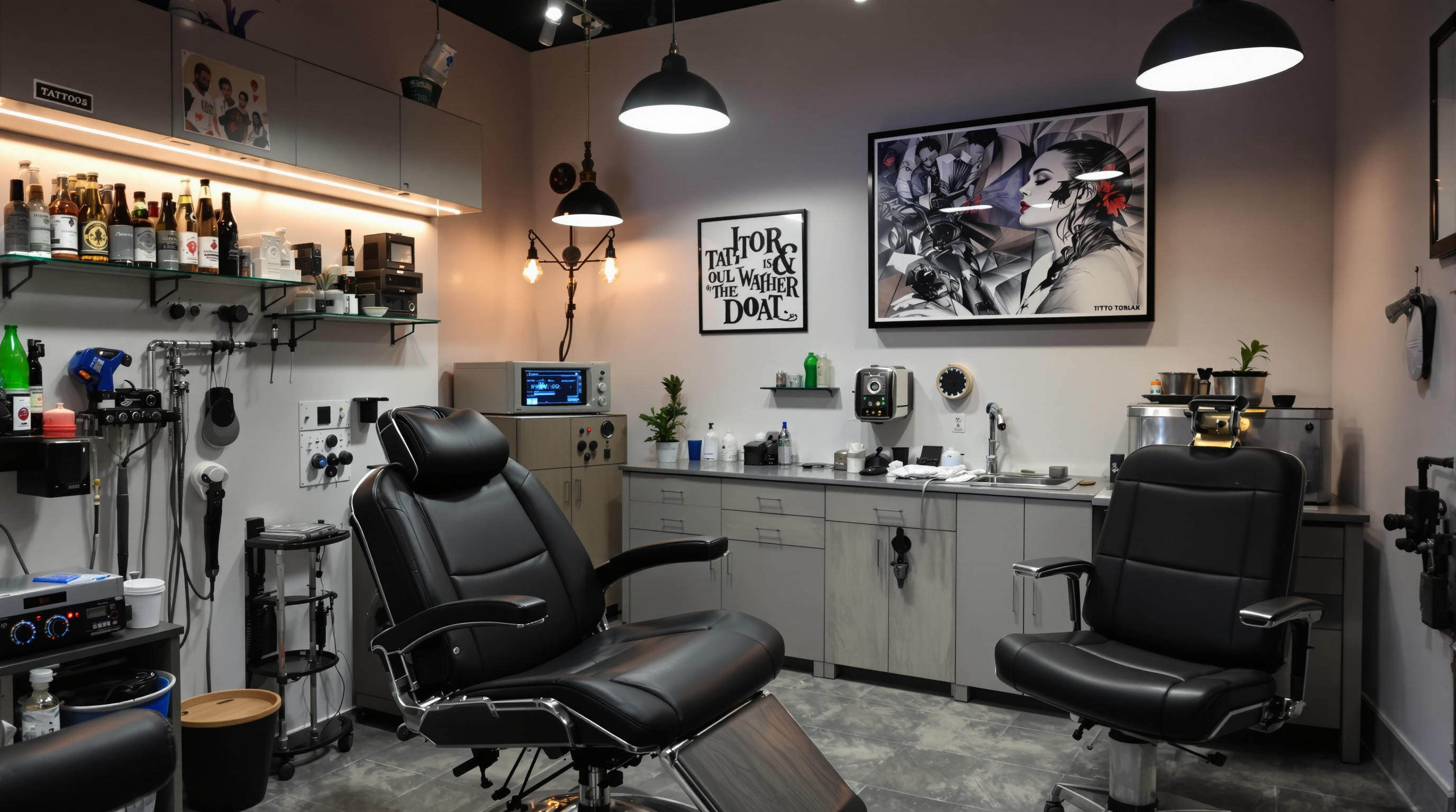 Intérieur du studio de tatouage FAB Tatouages, espace professionnel et stérile